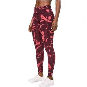 ✨ Lululemon Fast & Free 28” Tight Flower Pop Poppy Coral Deep Ruby 4 ✨